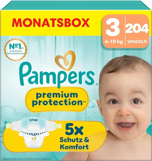 Pampers Premium Protection Größe 3 – 204 Windeln