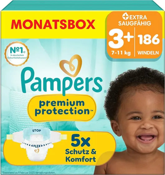 Pampers Premium Protection Größe 3+ – 186 Windeln